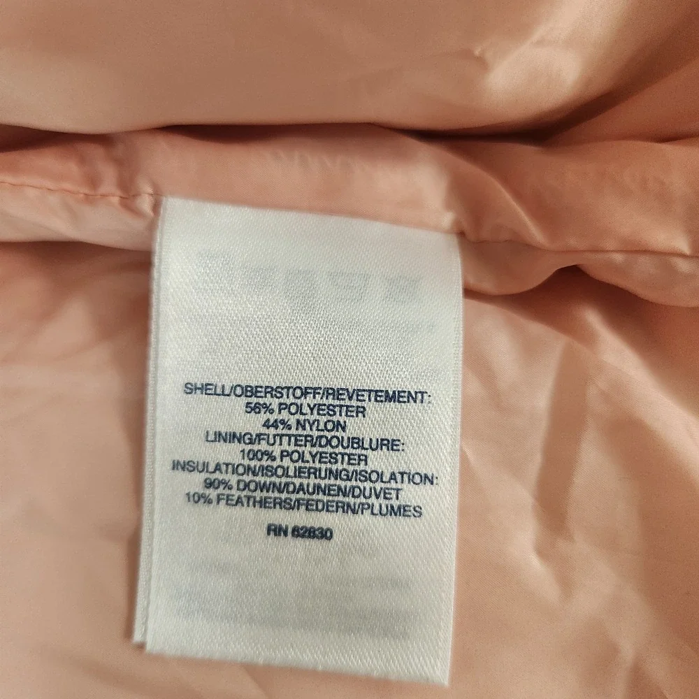 Lands End Full Double Zip Down Puffer Jacket Coat Women's XS Metallic Pink‎ Snow